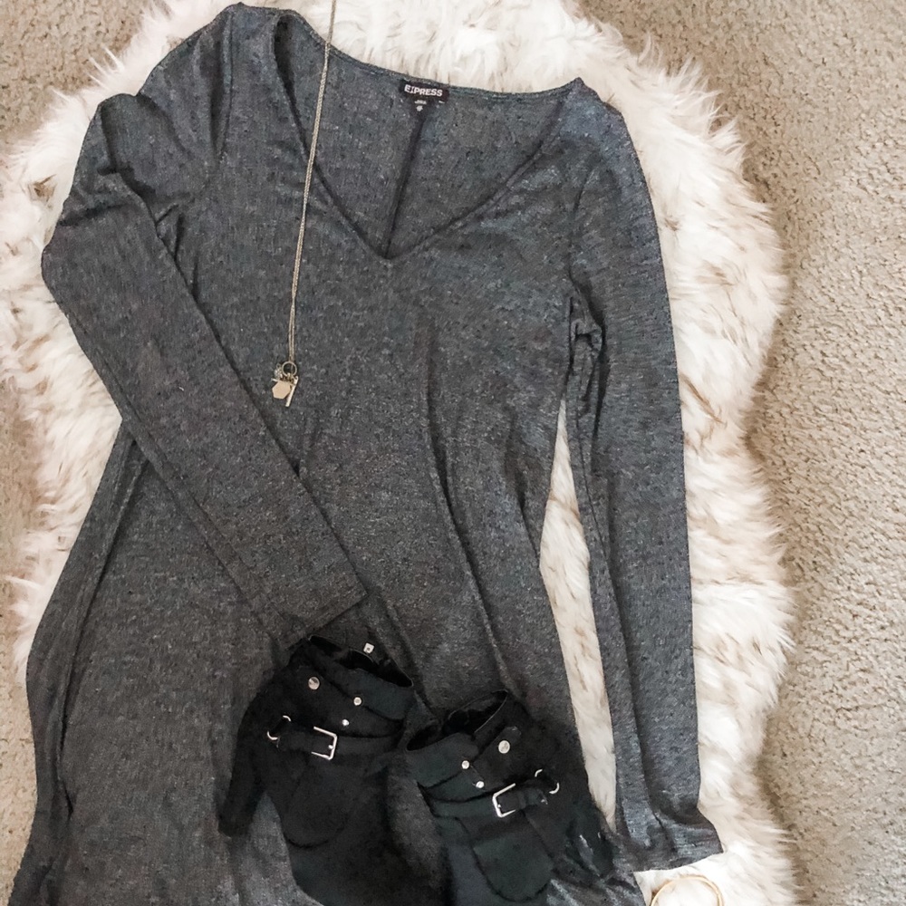 Grey Long Sleeve Dress